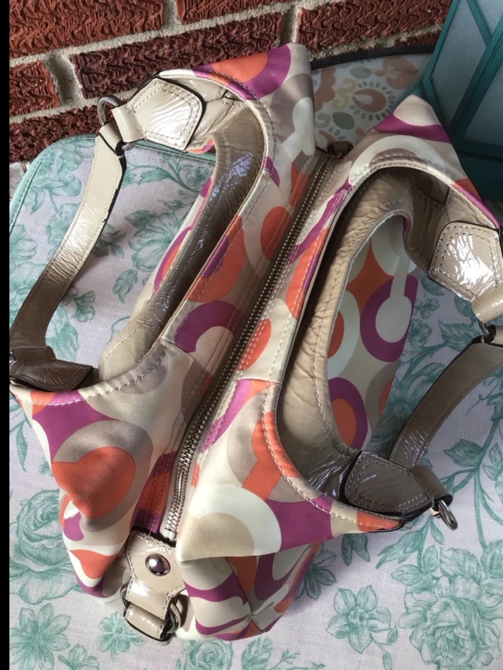 Coach Madison Maggie OP art scarf print shoulder bag vintage - Picture 9 of 13
